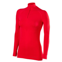 FALKE maglia termica manica lunga con zip Donna MW rossa