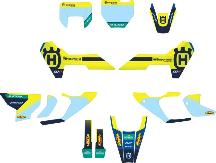 HUSQVARNA lipdukų komplektas Style Graphics Kit MX '23 geltona/šviesiai mėlyna