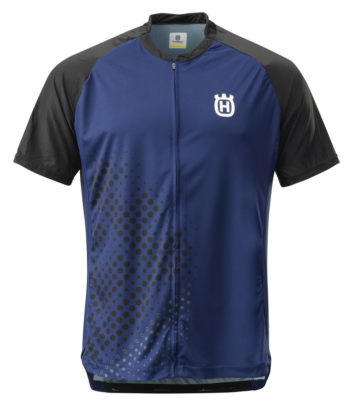 Koszulka rowerowa HUSQVARNA SS Discover Jersey Full Zip niebiesko-czarna