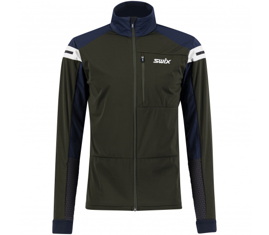 SWIX Langlaufjacke Dynamic dunkeloliv/blau/weiß