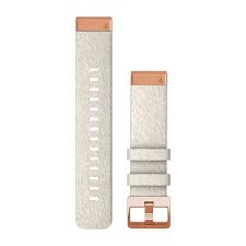GARMIN horlogeband Quickfit 20mm nylon Fenix 7S crèmegrijs/rosegoud