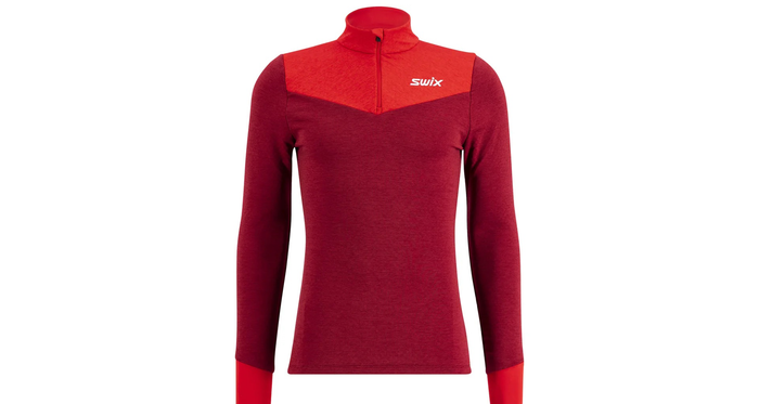 SWIX Dynamic Nordic Midlayer z półzamkiem, czerwony rabarbar/czerwony SWIX