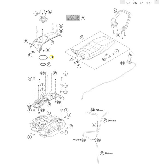 Joint en caoutchouc pour réservoir de carburant insert supérieur HUSQVARNA SVR/Vit 401 '18-'19