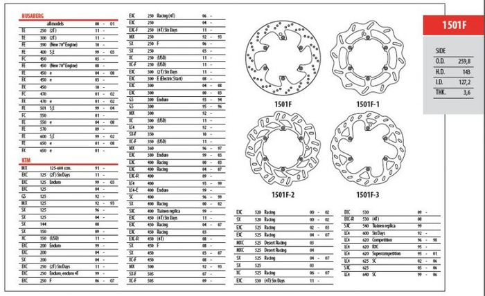 GOLDFREN Bremsscheibe 259,8 mm HUSQVARNA Alle 125-501 '03-'20