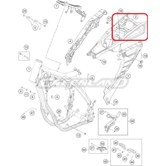 HUSQVARNA plastik øverste halvdel af stel 125-501 '18-'19