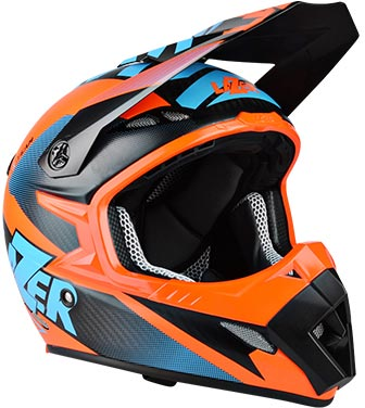 Casque LAZER MX8 X Team Carbon noir/bleu/orange mat