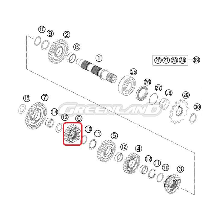 HUSQVARNA gear 6 Gear T20 TE/FE 250-350 '11-'17