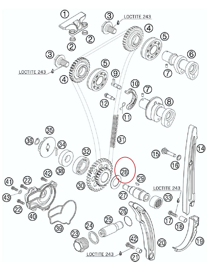 HUSQVARNA vasker til motorens kædedrevaksel 18,2x30x1 FE 250 '13