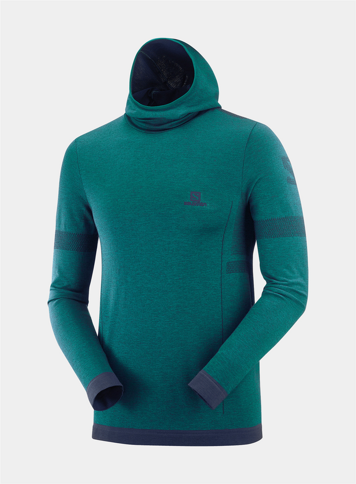 SALOMON jakke med hætte Outspeed Wool Hoodie grøn