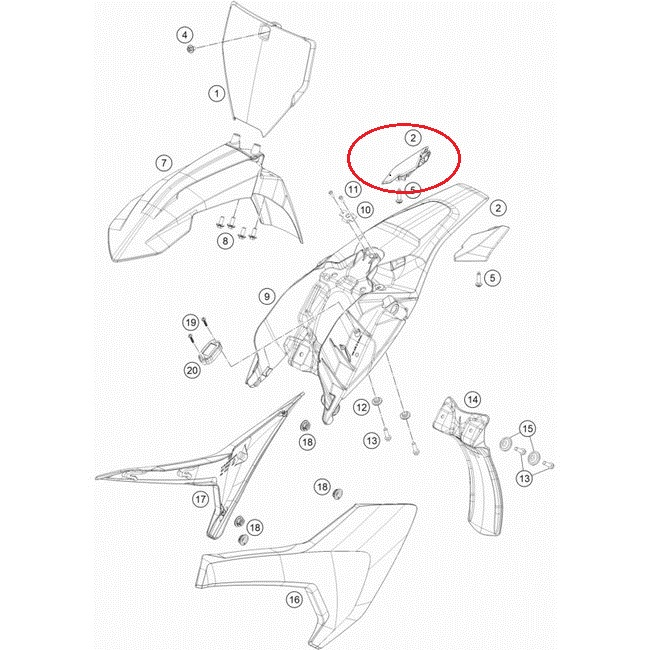 Couvre-guidon sous garde-boue droit/gauche HUSQVARNA TC 50/Mini '17-'23