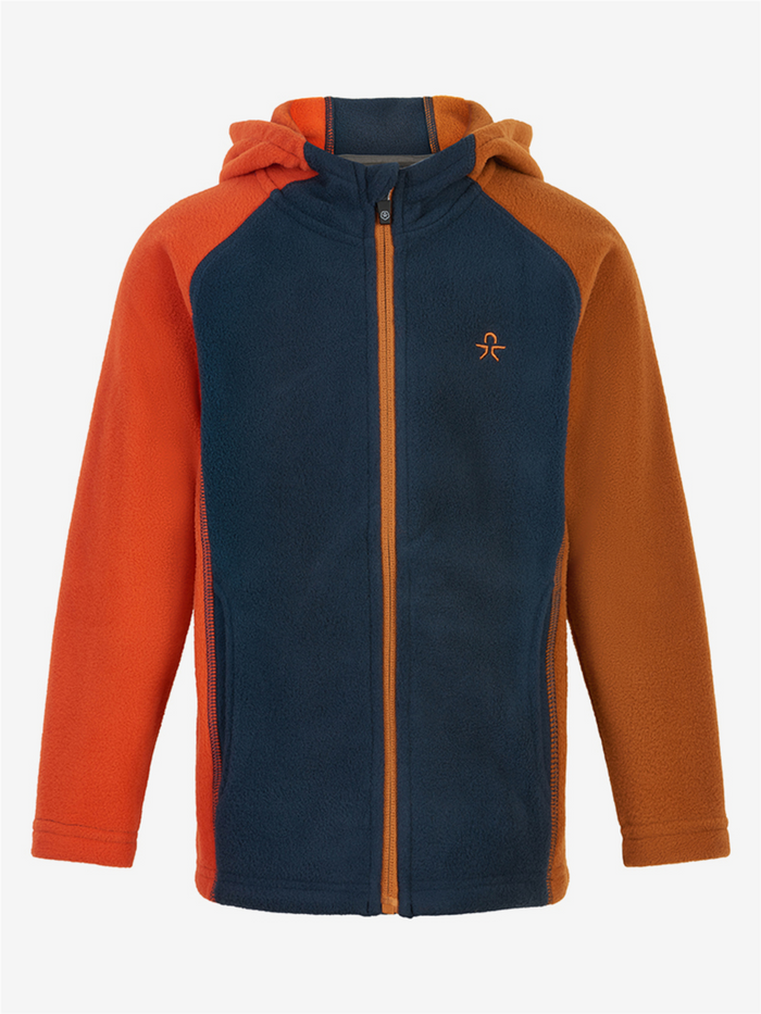 Kurtka z kapturem COLOR KIDS Fleece JKT pomarańczowo-niebiesko-brązowa