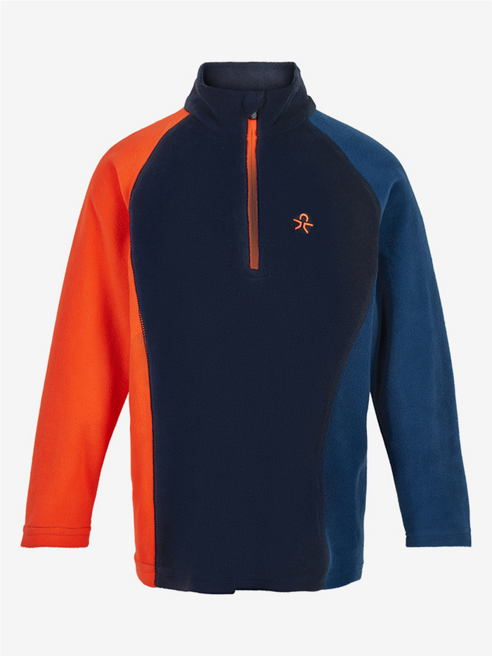 COLOR KIDS kurtka Fleece Pulli pomarańczowo-niebiesko-ciemnoniebieska
