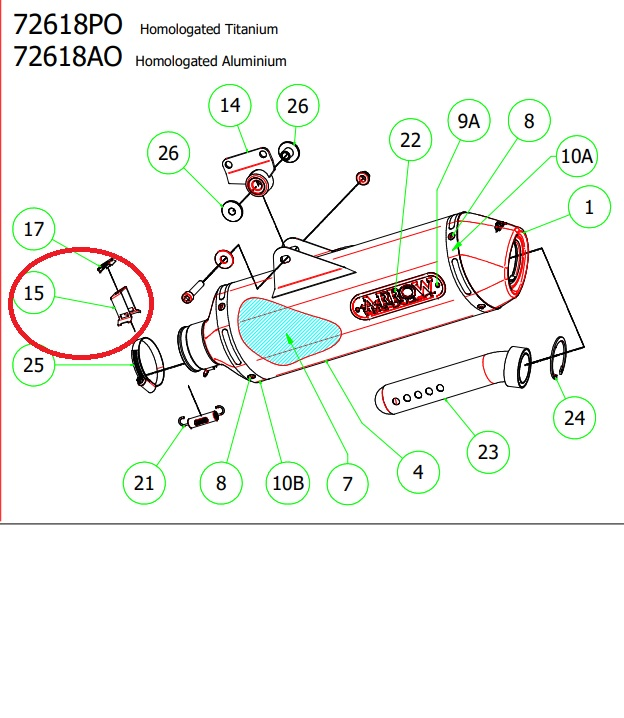 ARROW summuti kinnitus parempoolne KTM 690 Enduro '09-'16