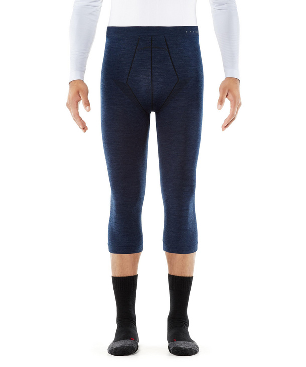 FALKE pantalon thermique 3/4 Wool Tech Tight bleu foncé