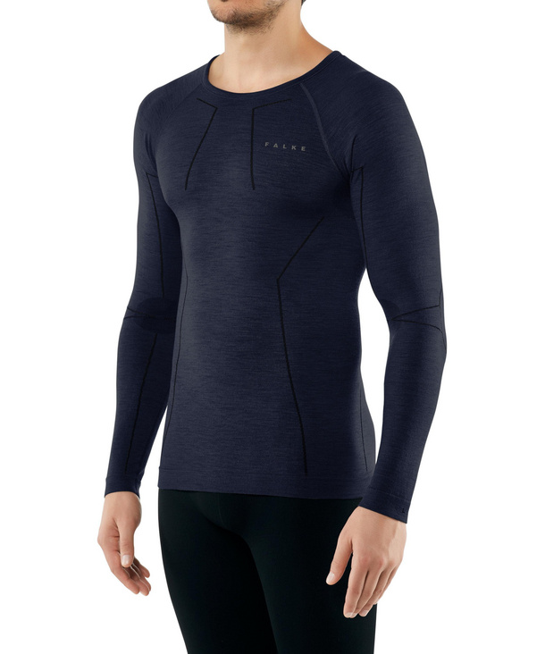 FALKE sous-vêtement thermique manches longues Wool Tech bleu foncé
