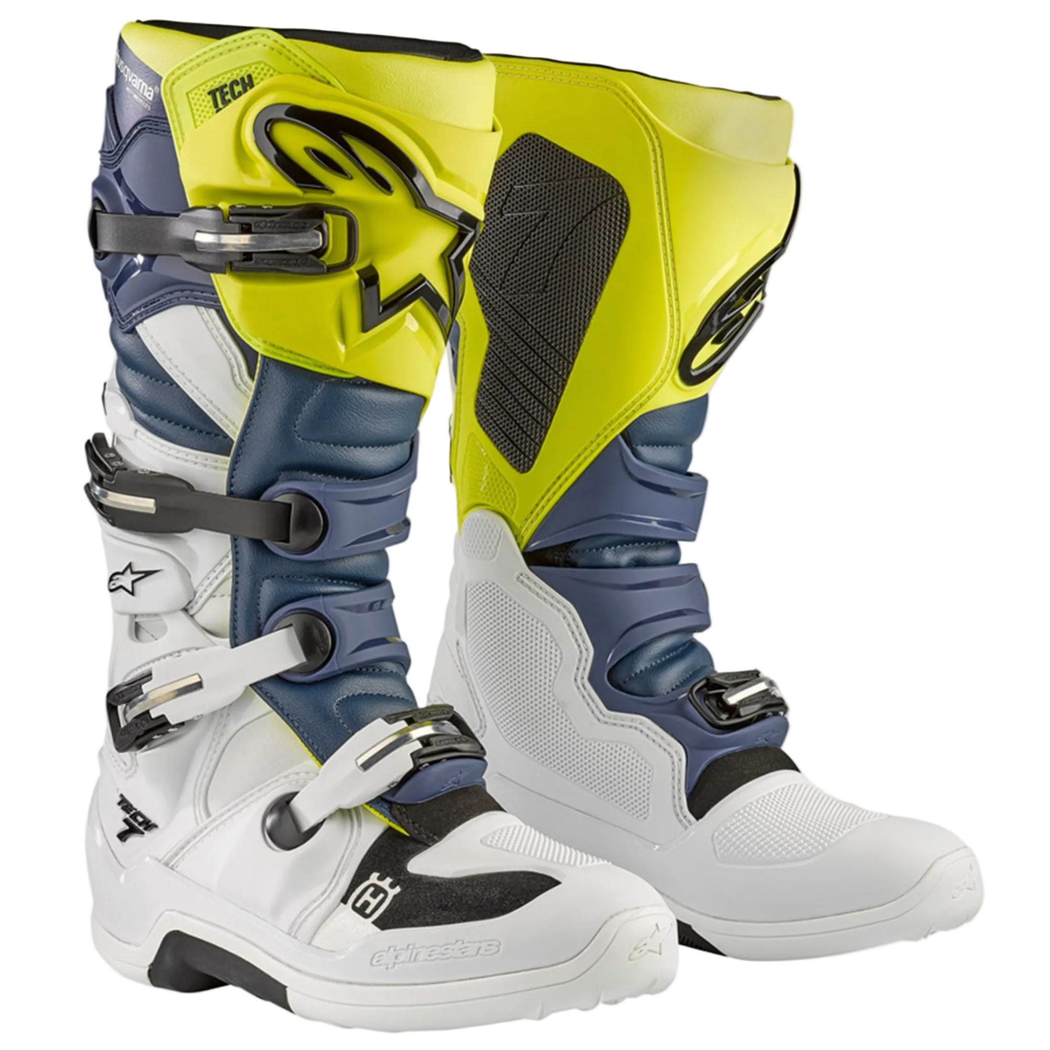 Bottes HUSQVARNA Tech 7MX blanches/bleues/jaunes