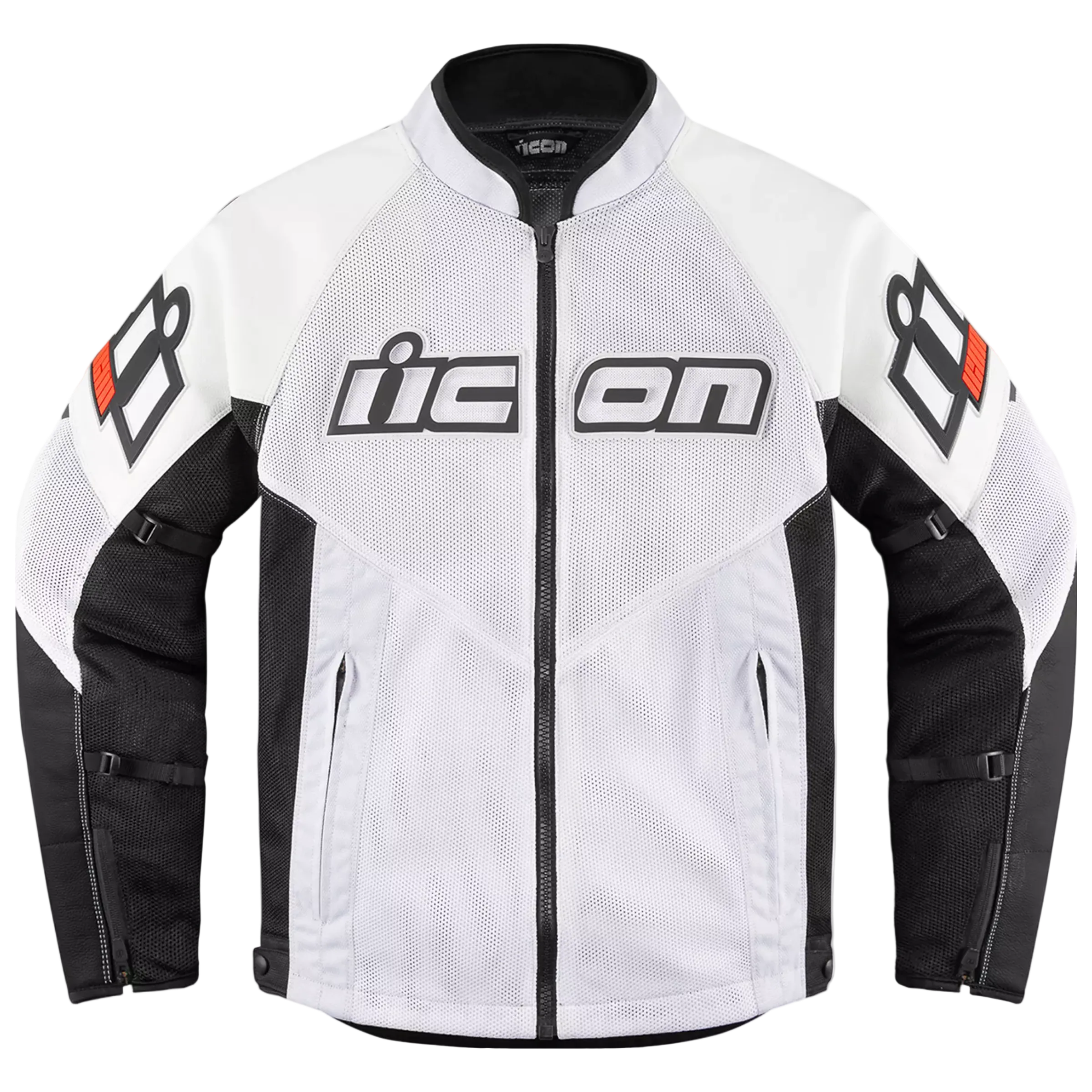ICON jas Mesh AF Leather CE wit/zwart