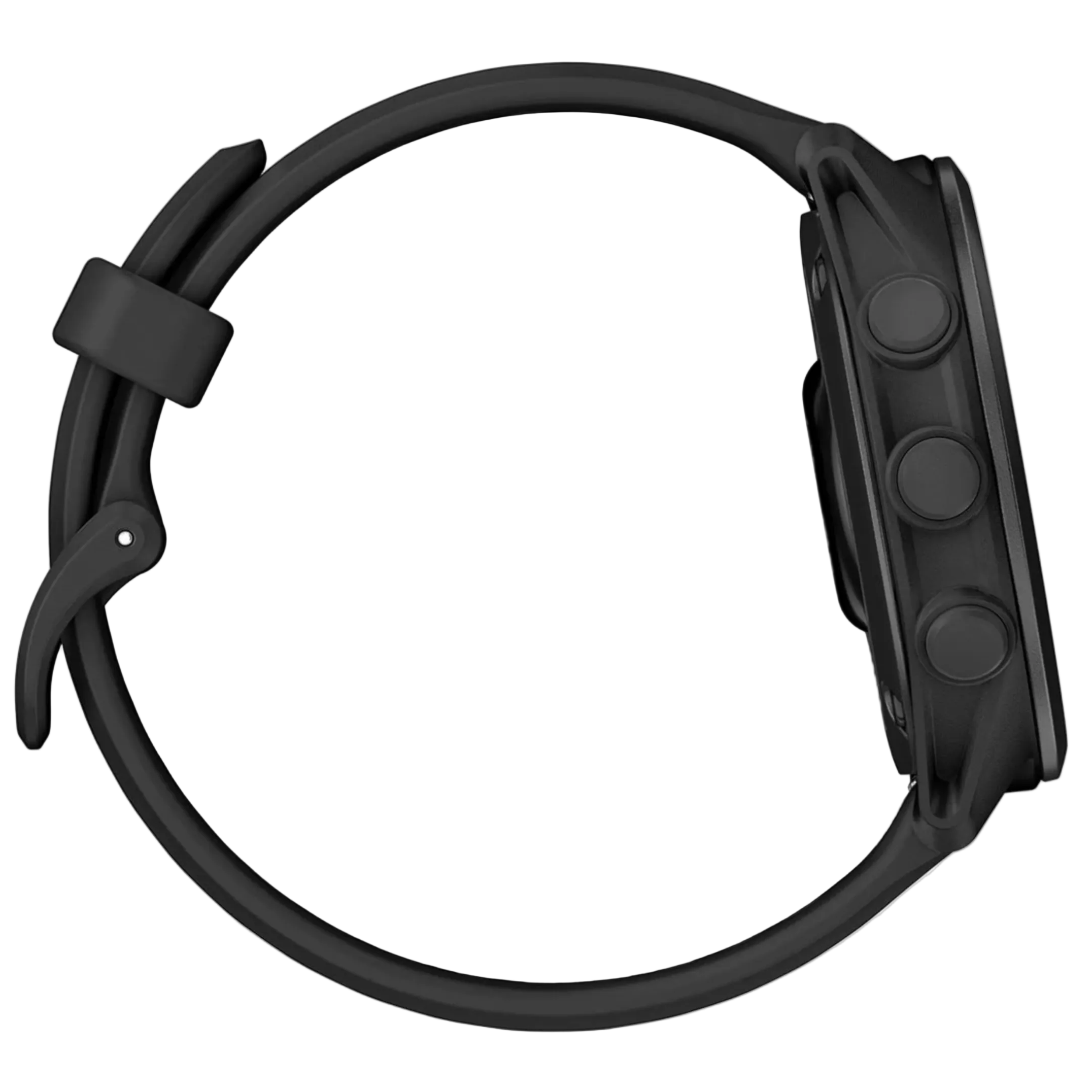 Black smartwatch with a strap on a white background