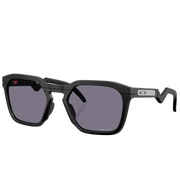 Black sunglasses with a reflective surface on a white background