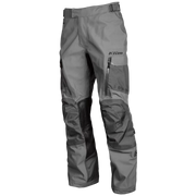 Gray motorcycle pants with black accents on a white background