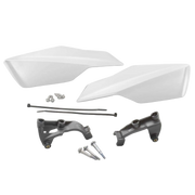 Motorcycle fairing kit with parts on a white background