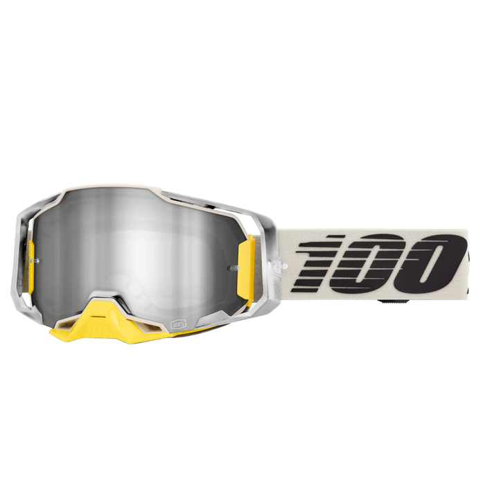 100% goggles Armega Viggo silver/yellow w/mirror silver flash