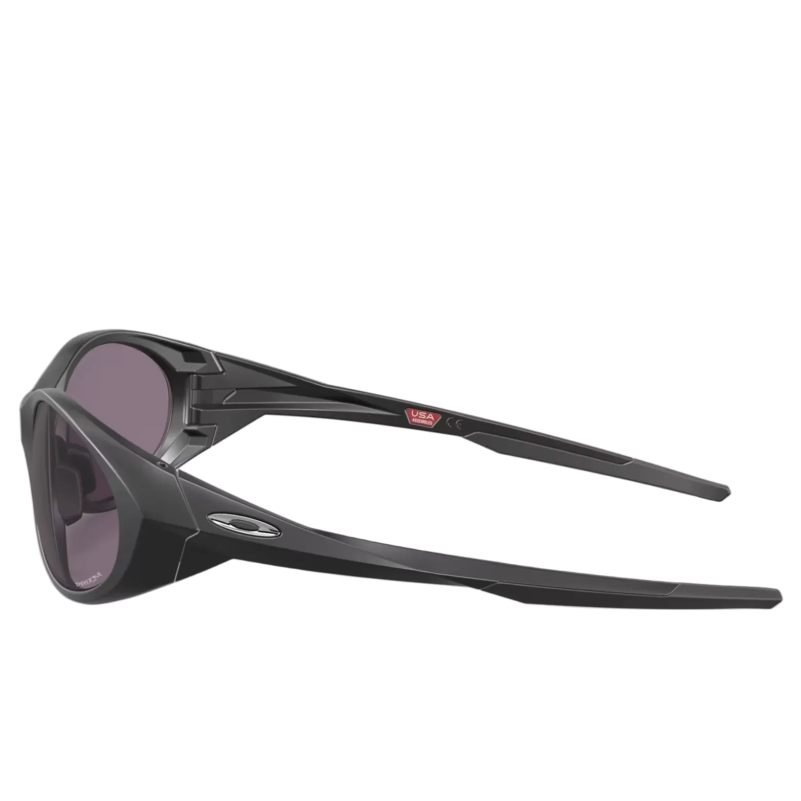Black sunglasses with a reflective surface on a white background