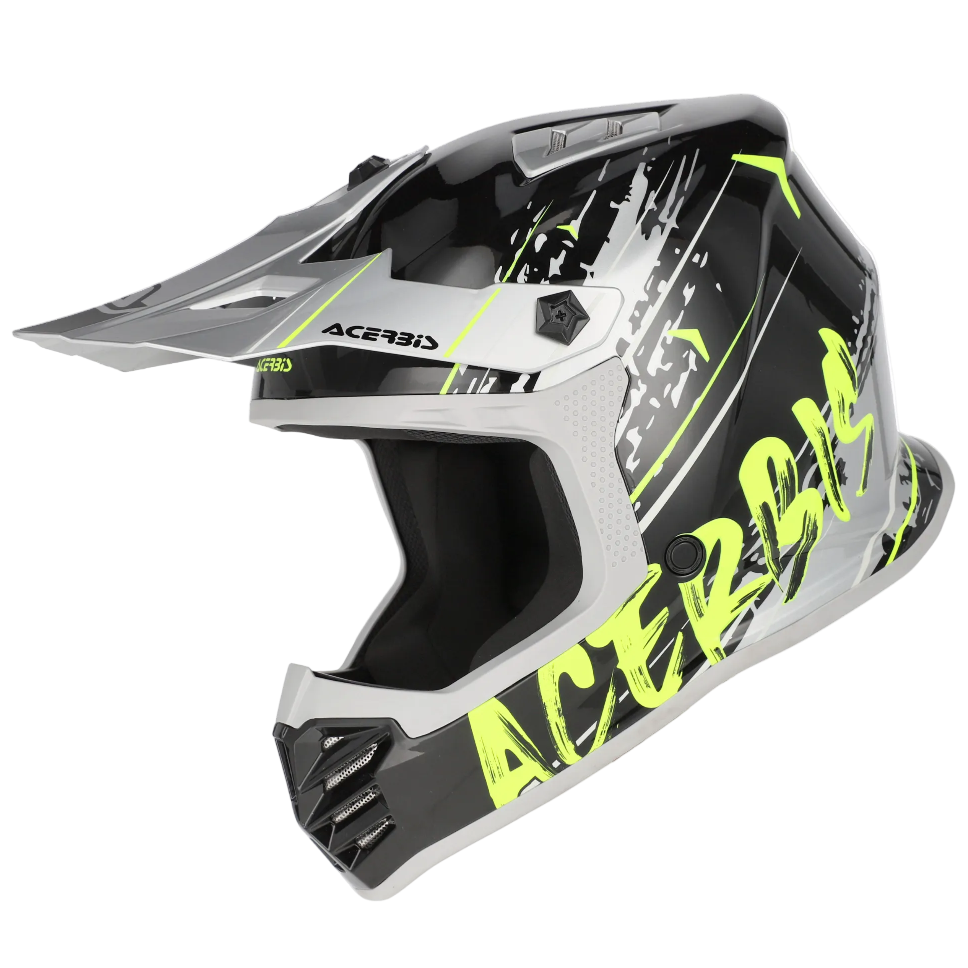 Motorcycle helmet with Acerbis branding on a white background
