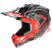 Red and black motocross helmet with Acerbis branding on a white background