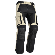 Black and beige motorcycle pants on a white background