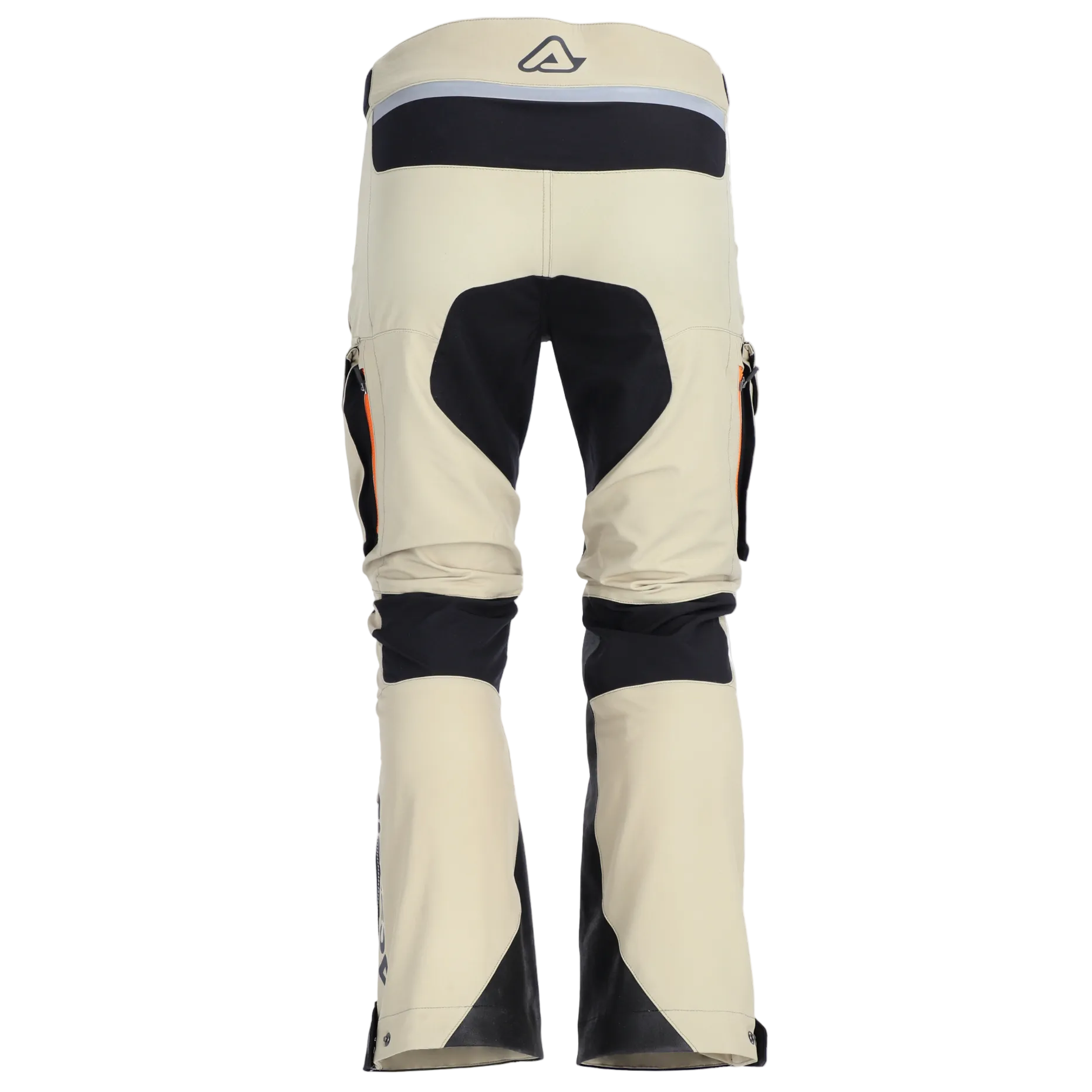 White and black motorcycle pants on a white background