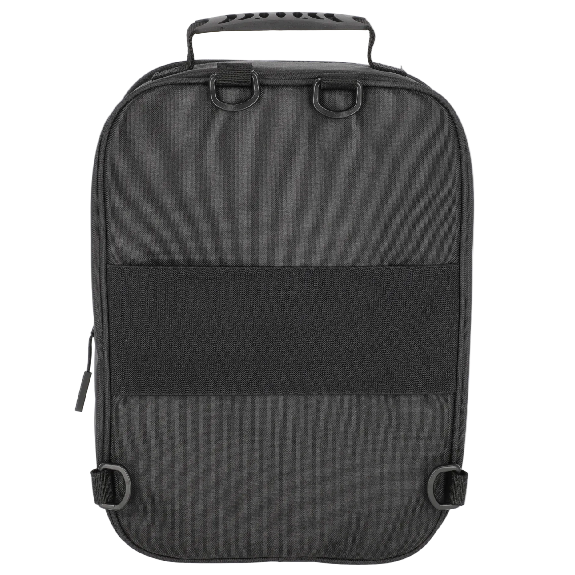 Black backpack on a white background