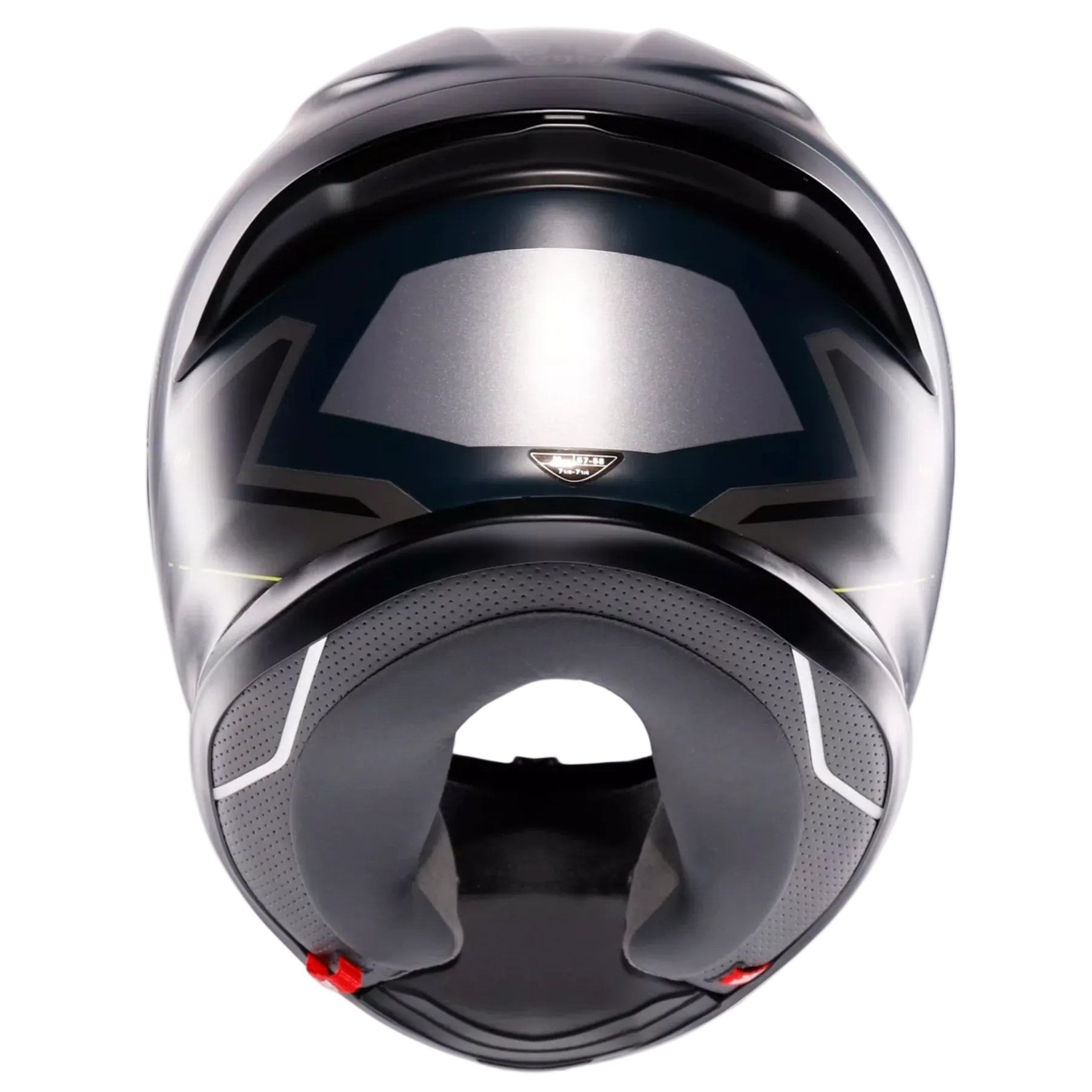 Black and silver motorcycle helmet on a white background