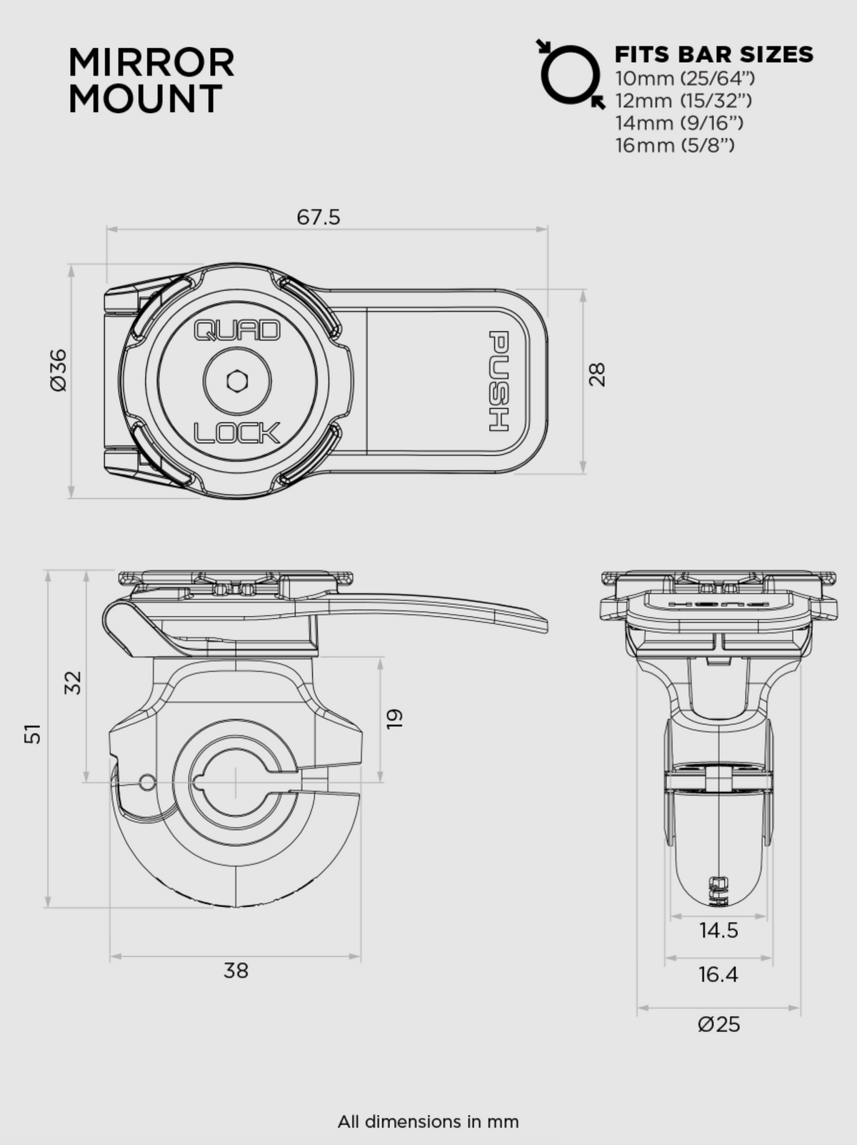 QUAD LOCK peeglikinnitus V2