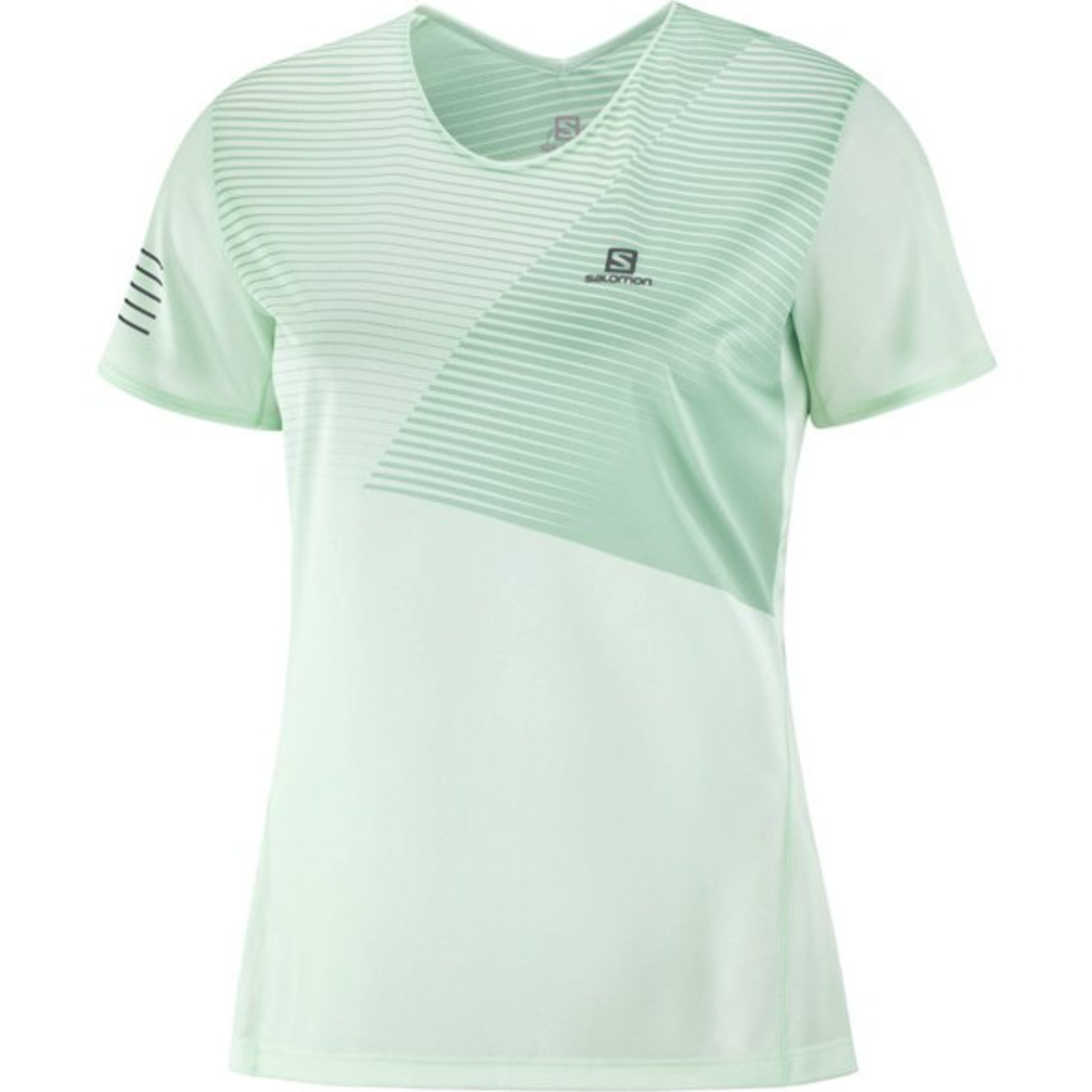 SALOMON T-shirt Sense Tee W lichtblauwe strepen