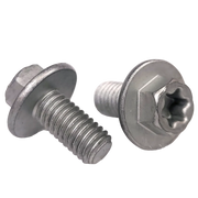 Two metal screws on a white background