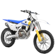 Husqvarna dirt bike on a light gray background