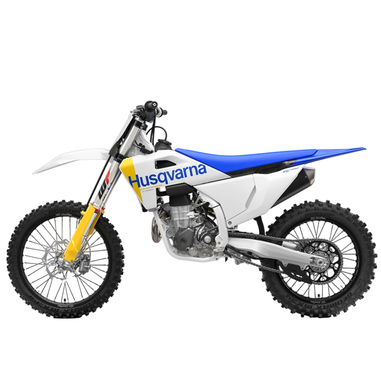 Husqvarna dirt bike on a white background