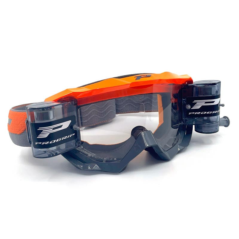 PROGRIP briller med Roll Off XL 3200 RO orange fluo/grå med klar 3215